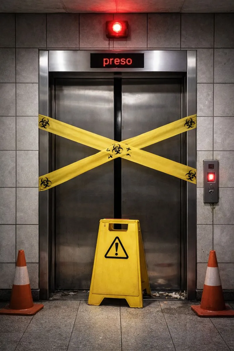 Conserto emergencial elevador preso